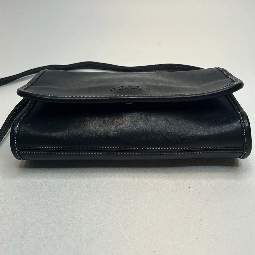 COACH 9140 Martini Flap, Vintage From 1999, Blk Leather With White Stitching USA - Picture 6 of 10